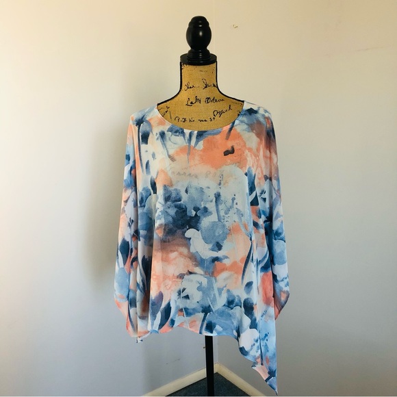 Chicos sheer asymmetric hem blouse over top Sz S/M - Picture 7 of 16